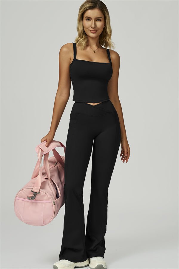 Reborn II Crop Tank Flared Leggings 2-Piece Set Matching Sets - Vorti