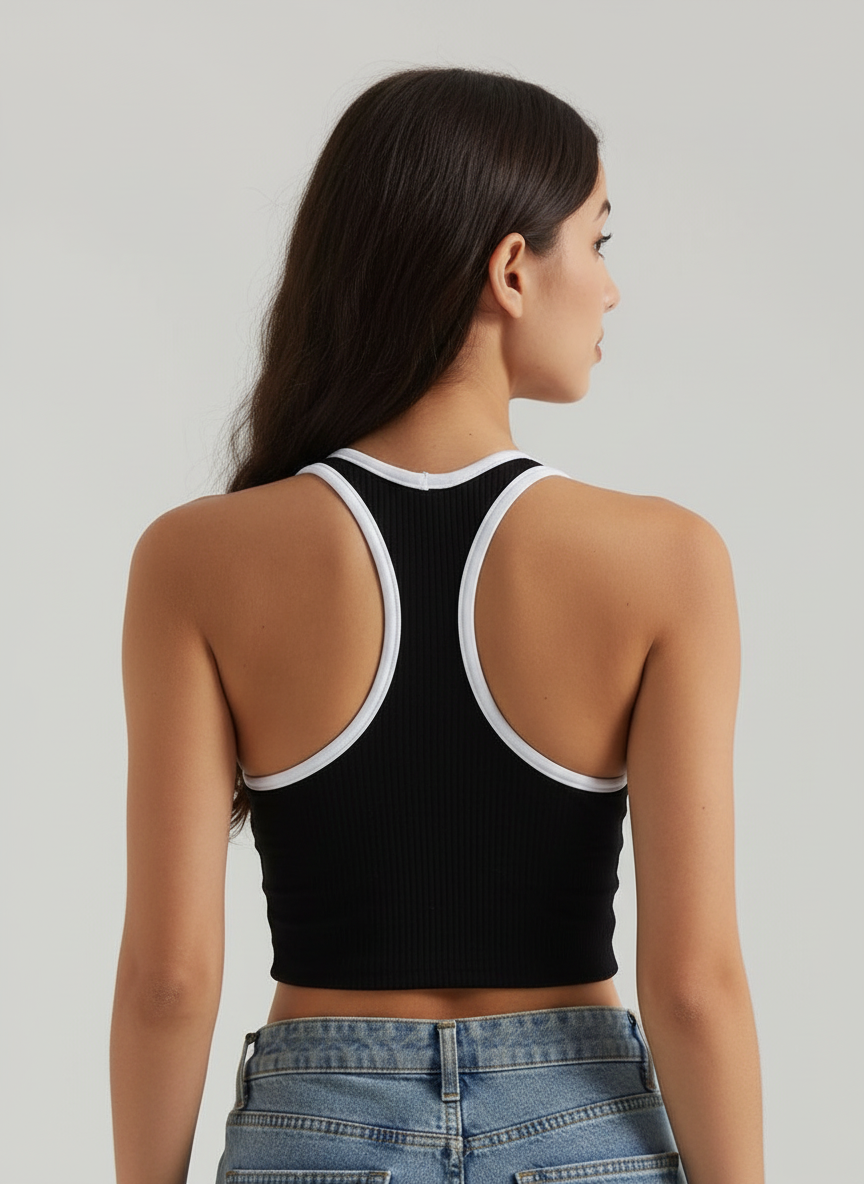 Vorti Ribbed Contrast Racerback Top