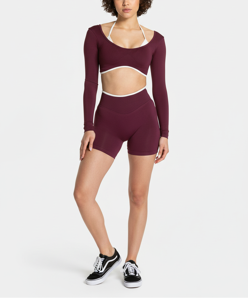 Vorti Long Sleeve Halter & Shorts Set