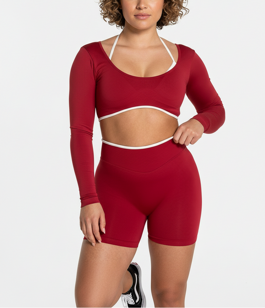 Vorti Long Sleeve Halter & Shorts Set