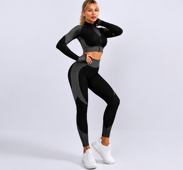 Seamless Sport Tracksuit - Jacket, Legging and Top|| Scarlet ||