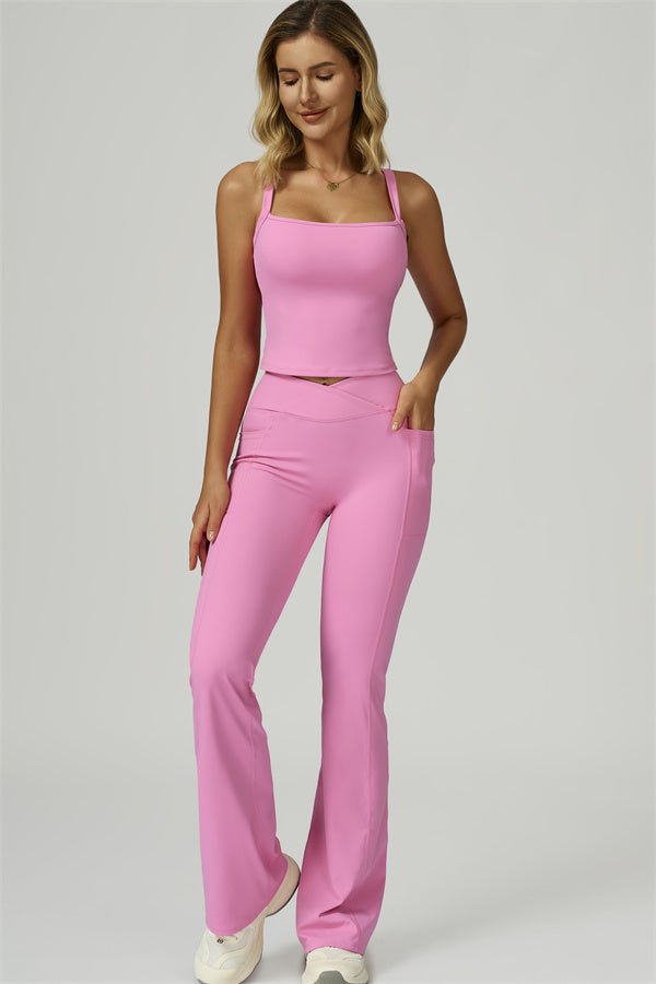 Reborn II Crop Tank Flared Leggings 2-Piece Set Matching Sets - Vorti