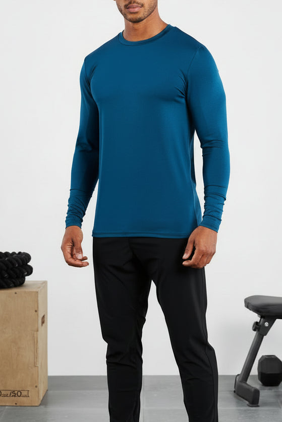 T-shirt de Manga Comprida Hybrid Everyday - Azul Mesclado