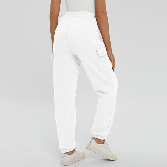 Vorti Oversized Cargo Joggers with Pockets White