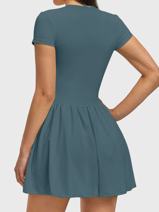 Vorti Zip Front Tennis Dress Deep Sea Blue