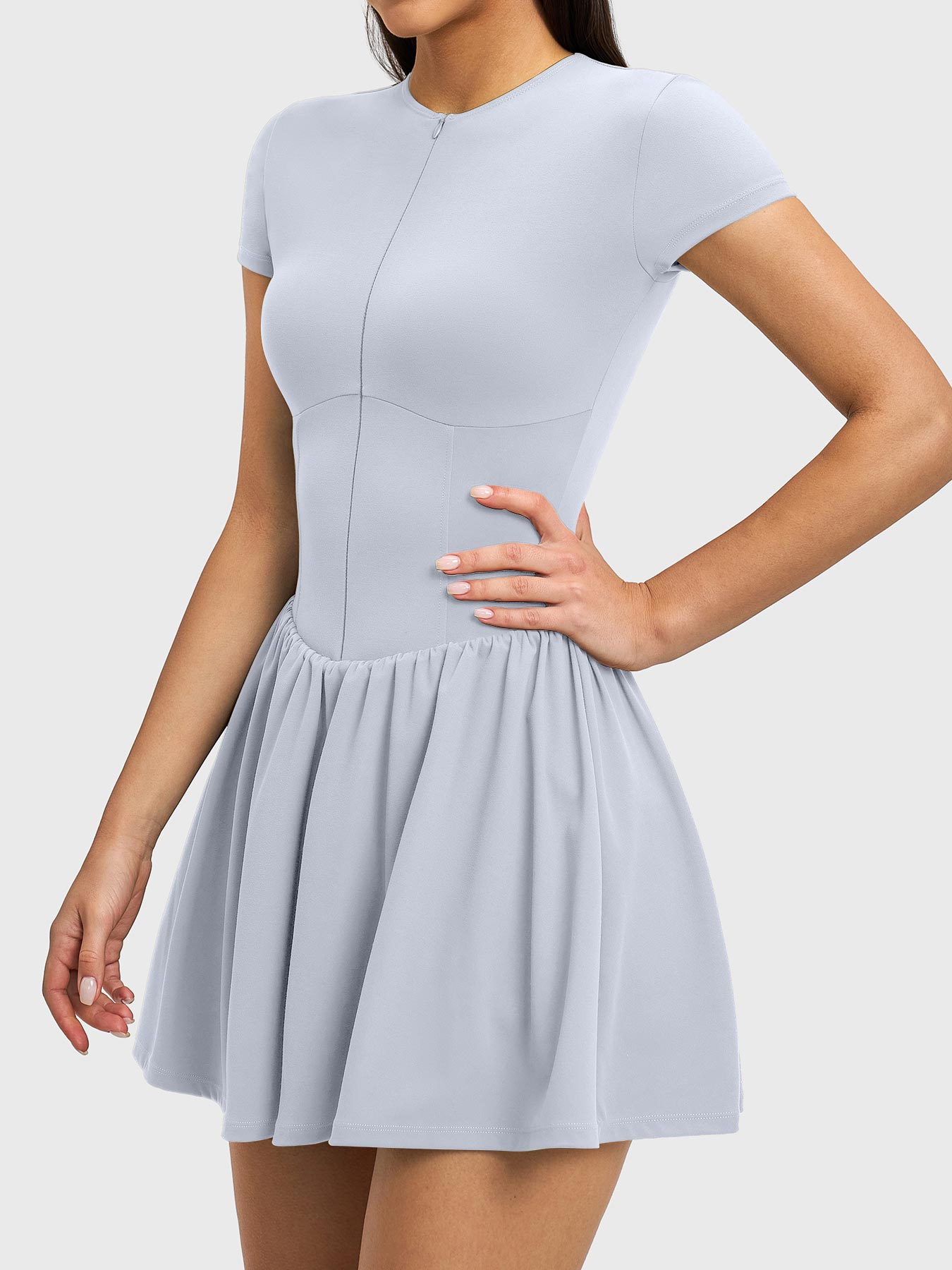 Vorti Zip Front Tennis Dress Light Blue