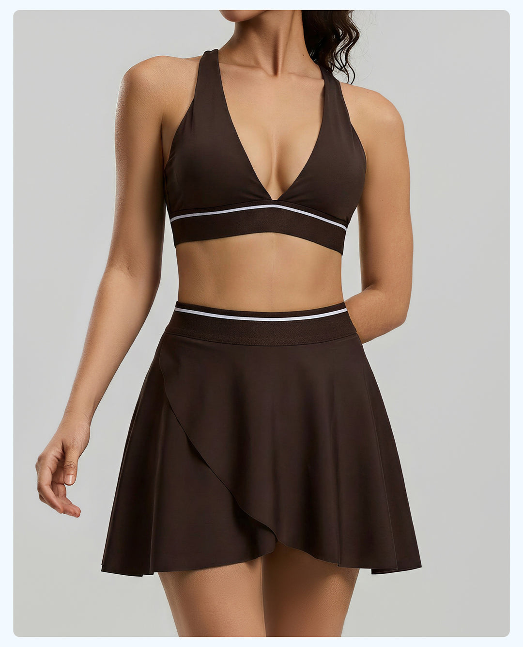 Conjunto Deportivo Ajustado con Top y Falda para Yoga