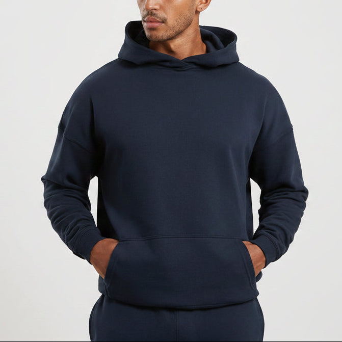 Hoodie de Lã Cardada - Azul Marinho Escuro