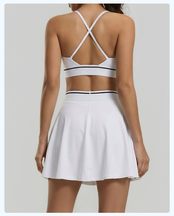 Conjunto Deportivo Ajustado con Top y Falda para Yoga
