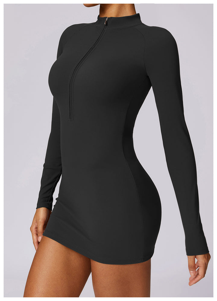 Vestido Deportivo Ajustado Nude Feel con Cremallera para Mujer