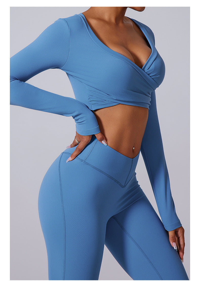 Camiseta Deportiva de Manga Larga Cruzada con Interior Afelpado