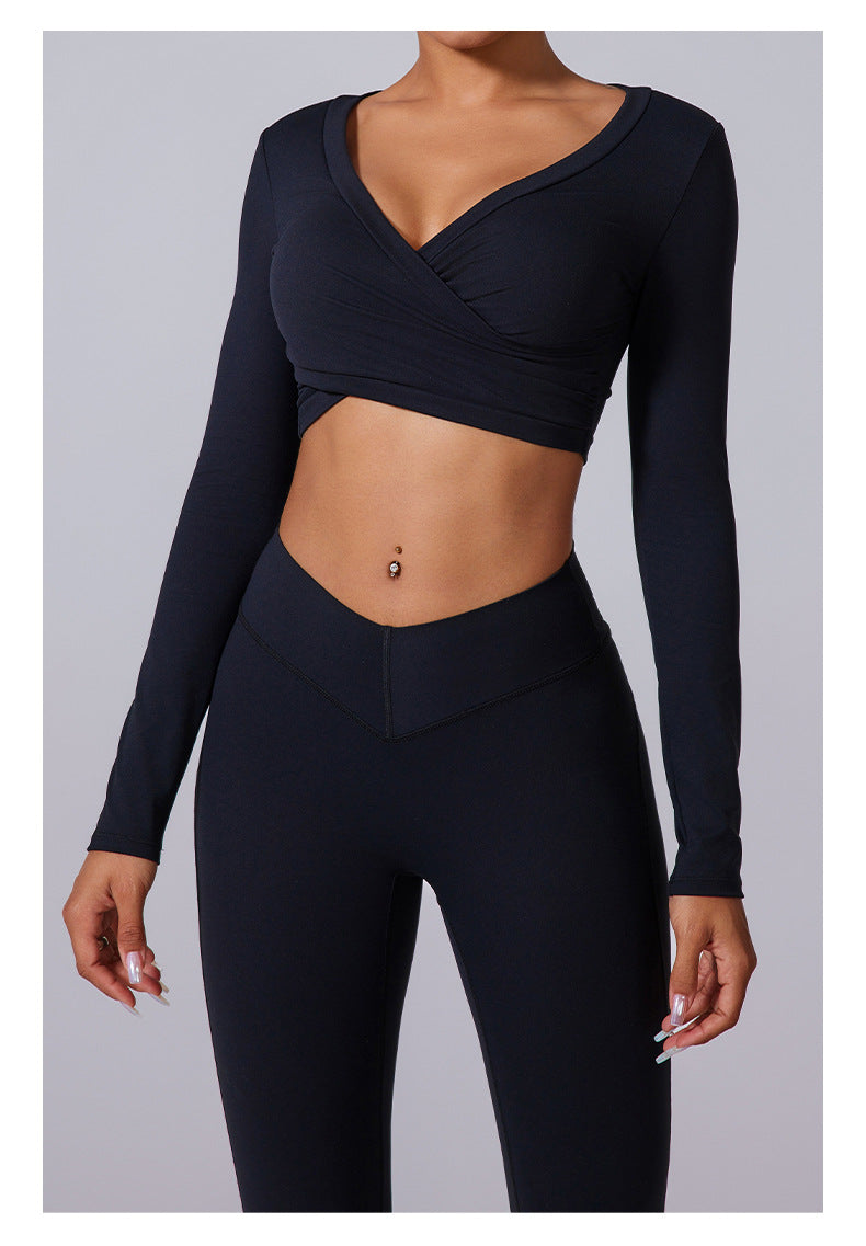 Camiseta Deportiva de Manga Larga Cruzada con Interior Afelpado