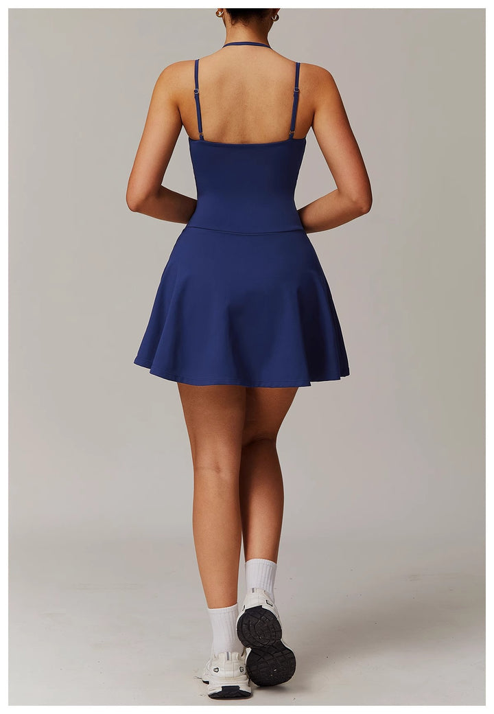 Vestido Deportivo Ajustado con Tirantes y Shorts Integrados para Mujer
