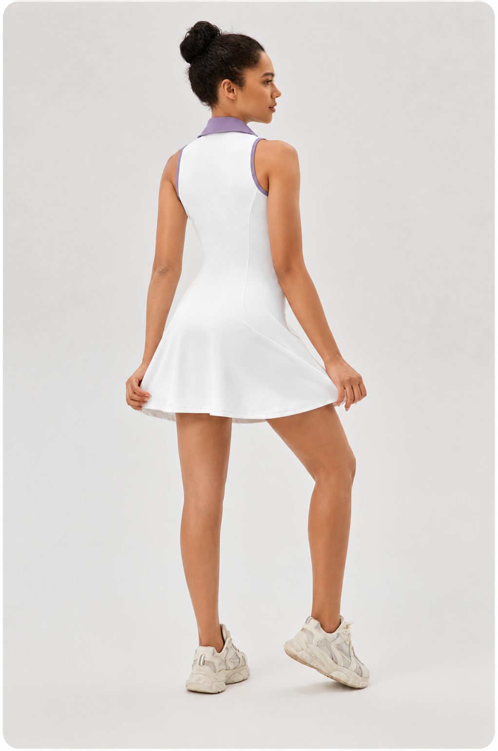 Vestido Deportivo de Tenis para Mujer con Cuello Polo, Diseño Bicolor, Ajuste en la Cintura, Transpirable y de Secado Rápido
