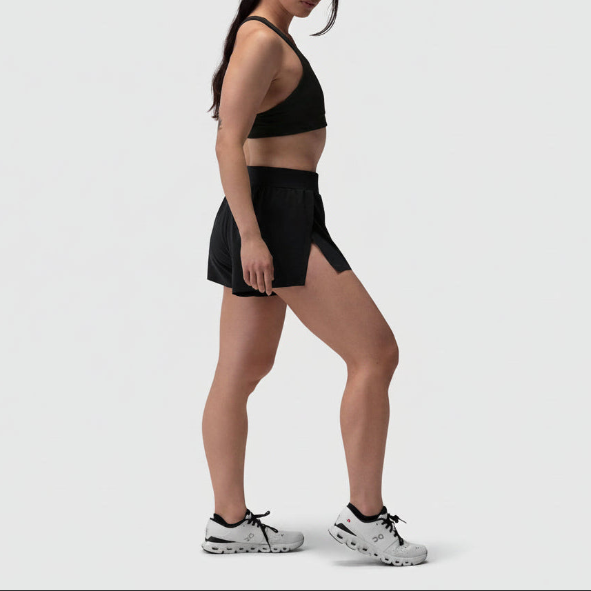 Vorti Side Split Run Short - Black