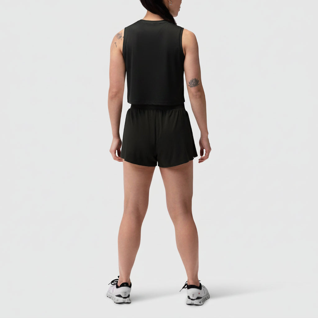 W026. Aerotex™ Side Split Run Short - Black
