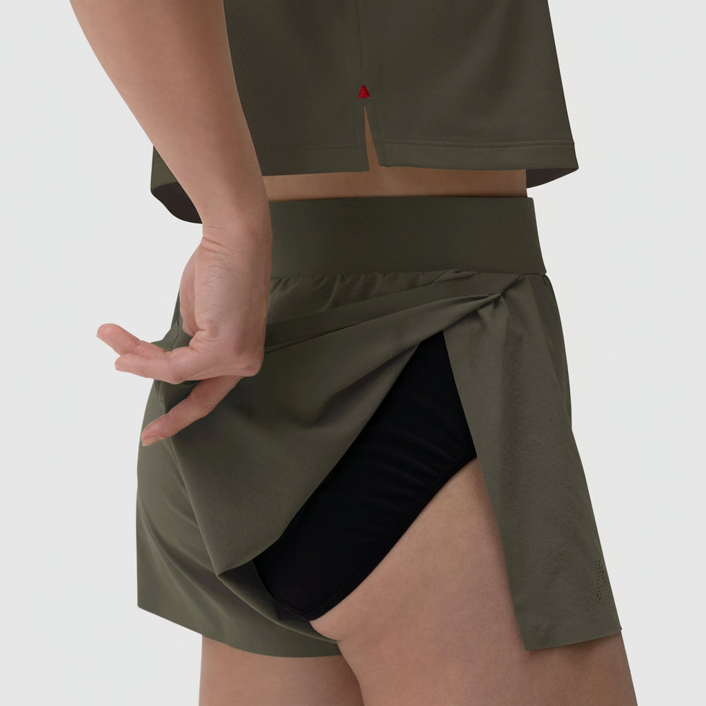 W026. Vorti Side Split Run Short - Olive