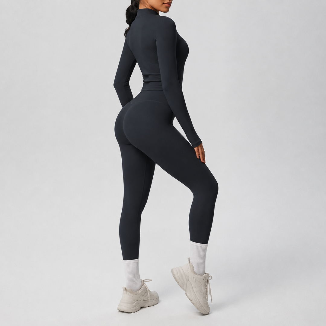 Conjunto Deportivo con Chaqueta y Leggings de Efecto Segunda Piel