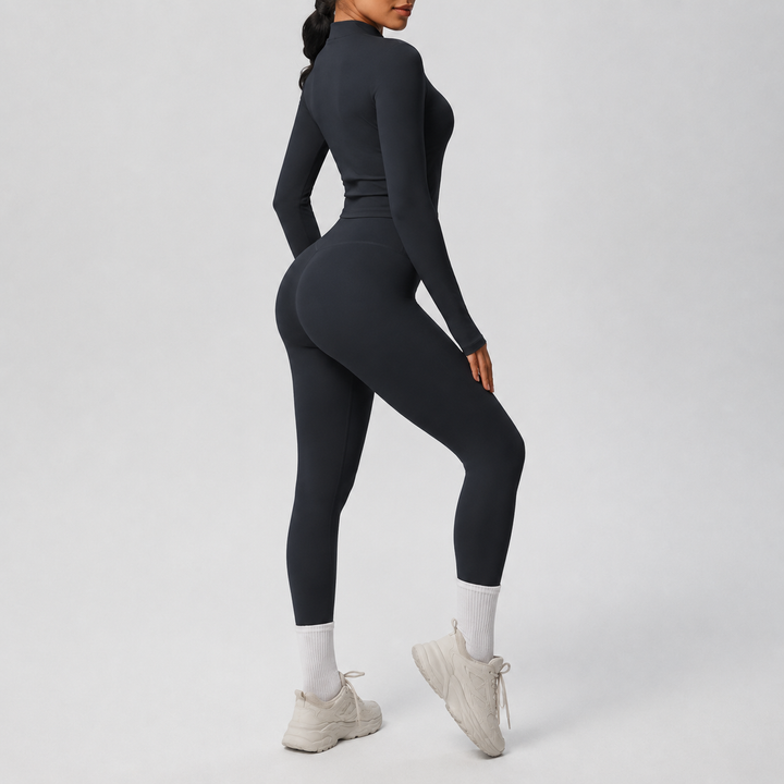 Conjunto Deportivo con Chaqueta y Leggings de Efecto Segunda Piel