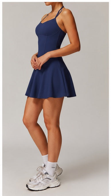 Vestido Deportivo Ajustado con Tirantes y Shorts Integrados para Mujer