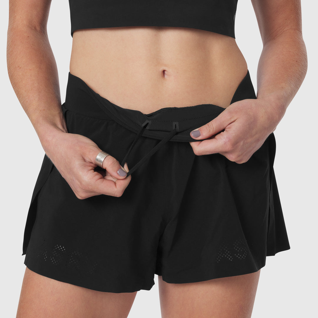 Vorti Side Split Run Short - Black