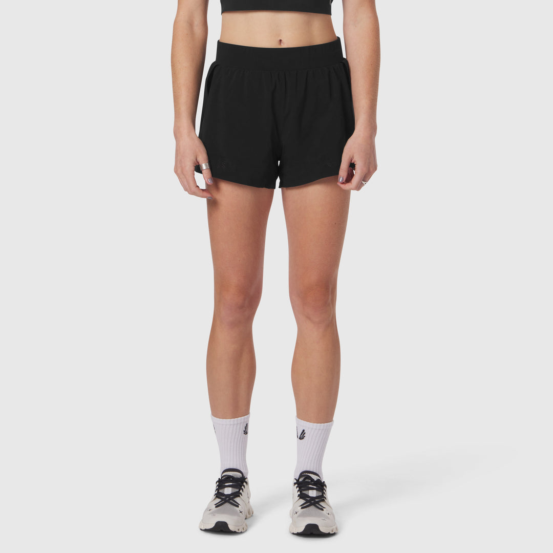 Vorti Side Split Run Short - Black