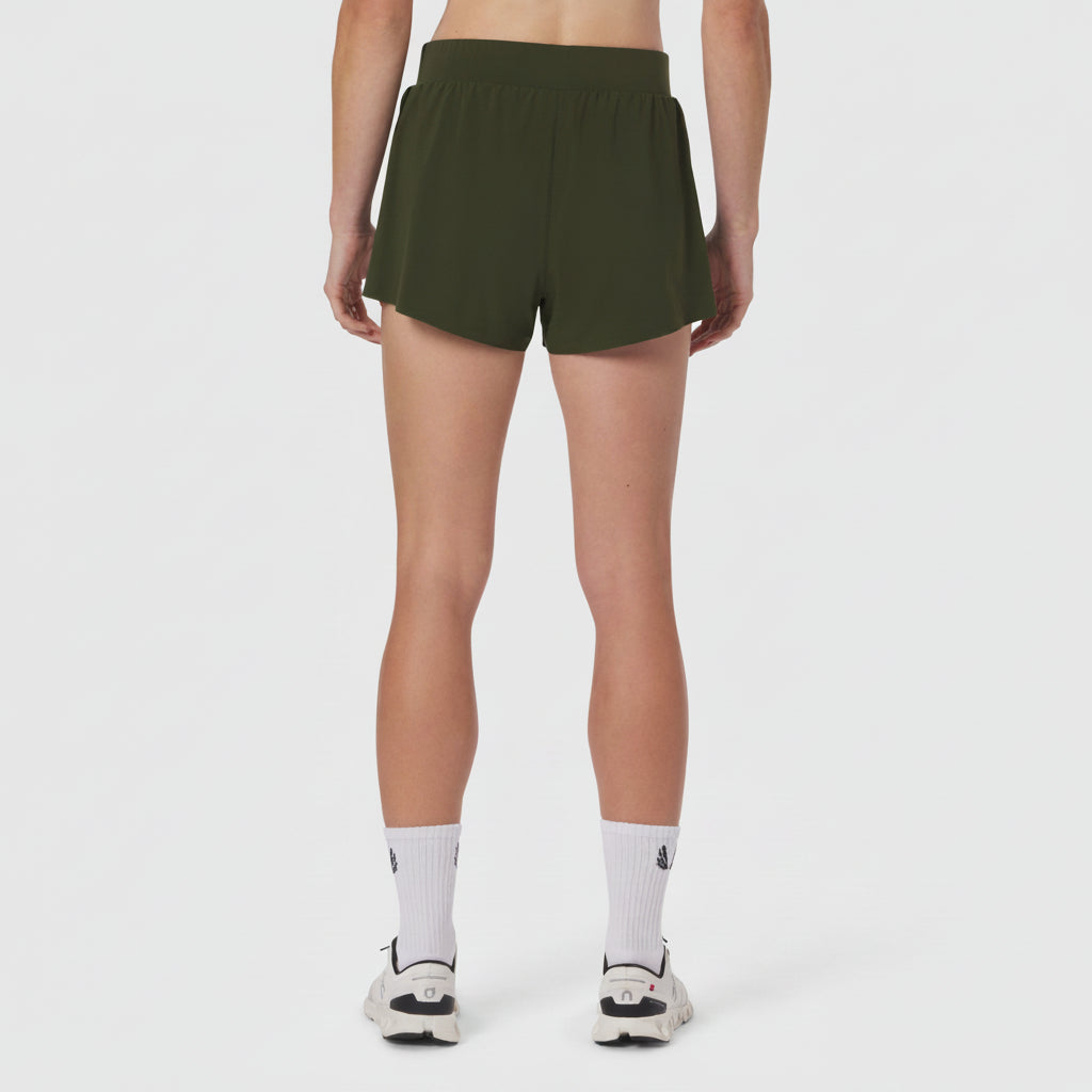 W026. Vorti Side Split Run Short - Olive