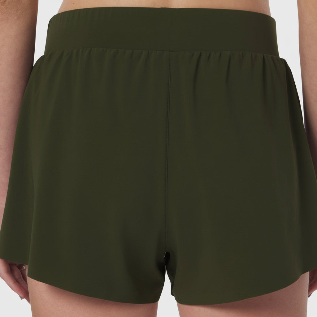 W026. Vorti Side Split Run Short - Olive