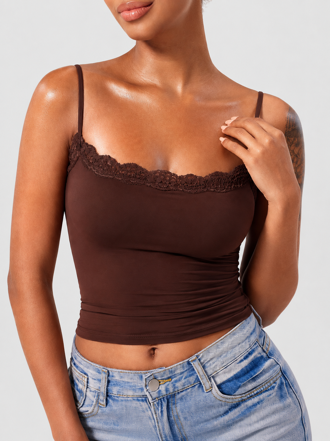 Vorti Annabely Square Neck Lace Tank
