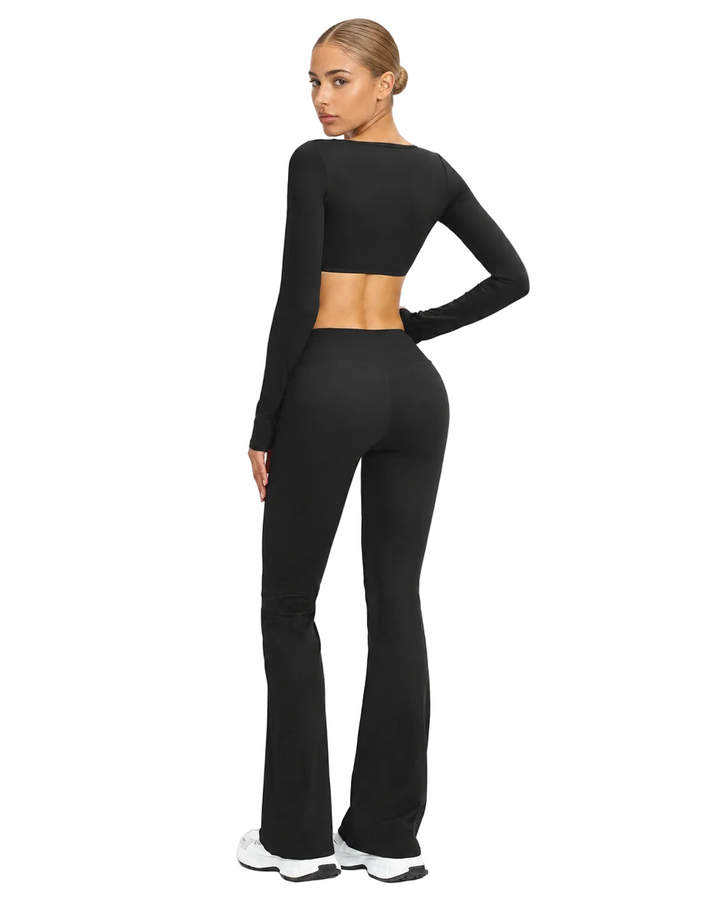 Women's Flared Sports Set with Halter Top and Open Back