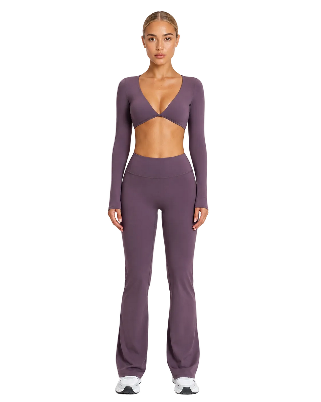 Women's Flared Sports Set with Halter Top and Open Back