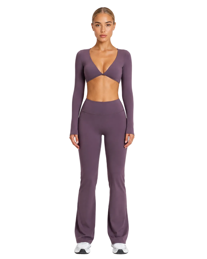 Women's Flared Sports Set with Halter Top and Open Back