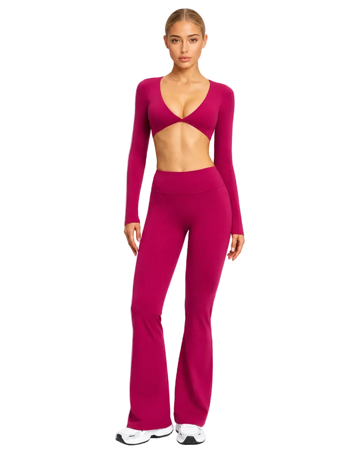 Women's Flared Sports Set with Halter Top and Open Back
