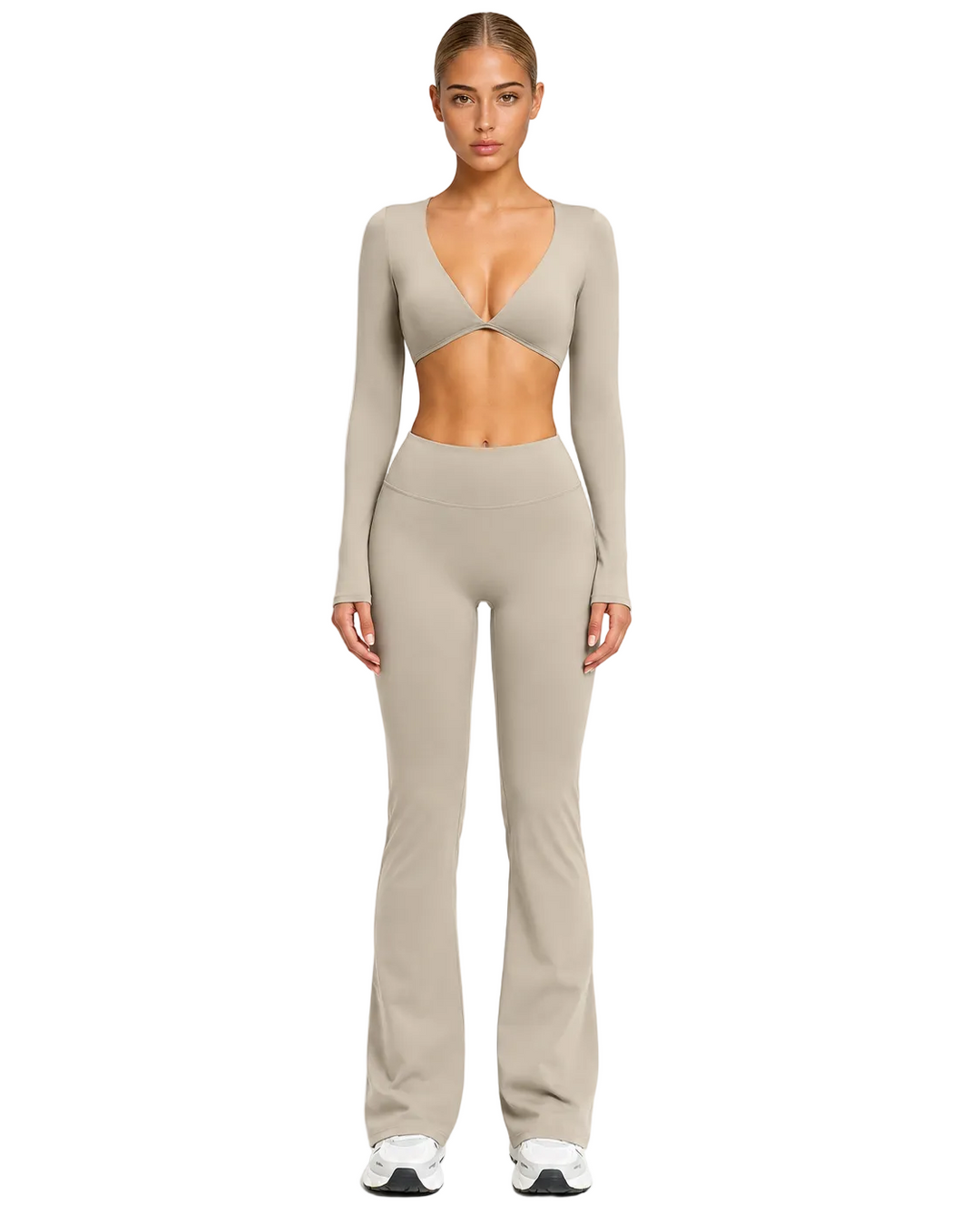 Women's Flared Sports Set with Halter Top and Open Back