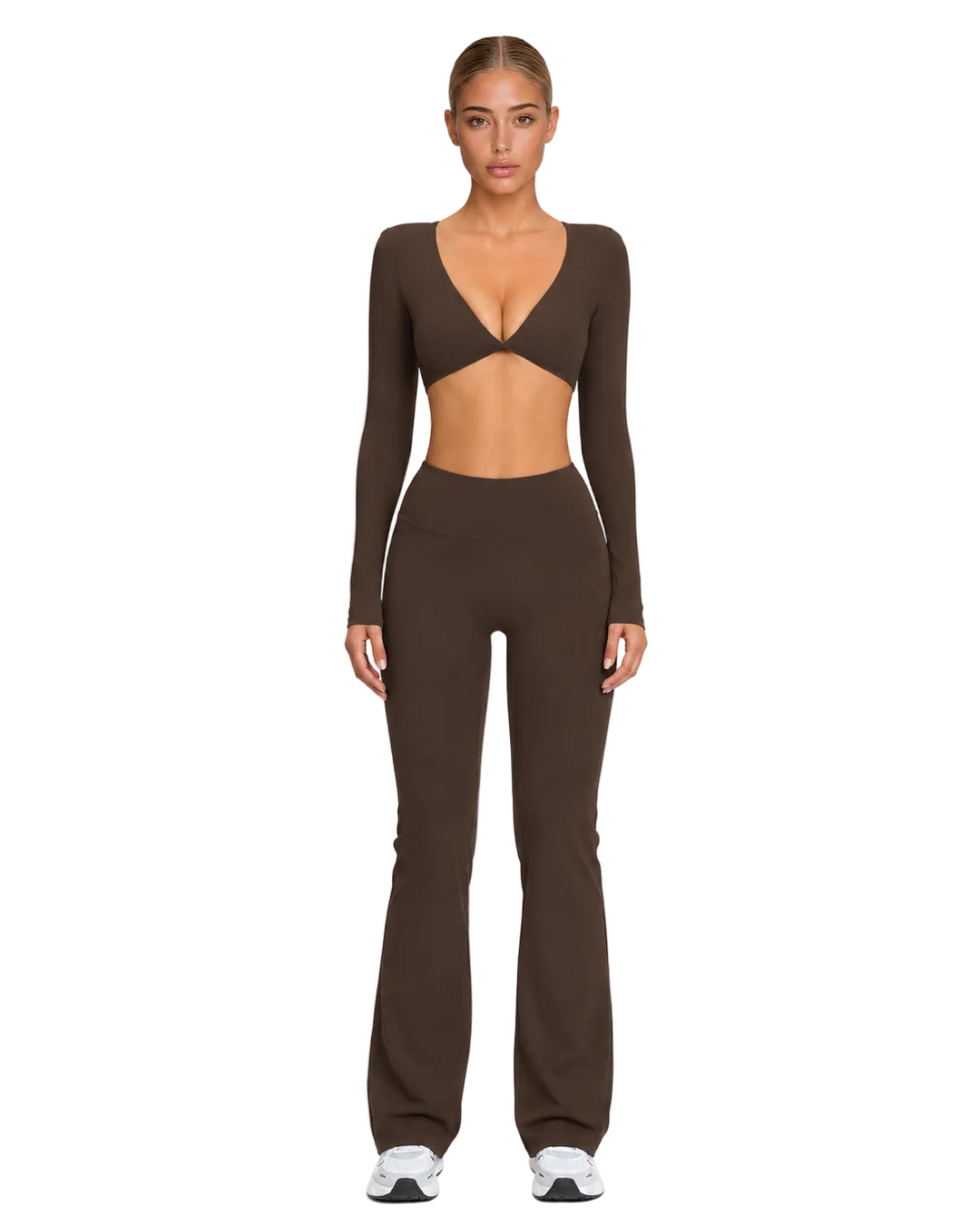 Women's Flared Sports Set with Halter Top and Open Back