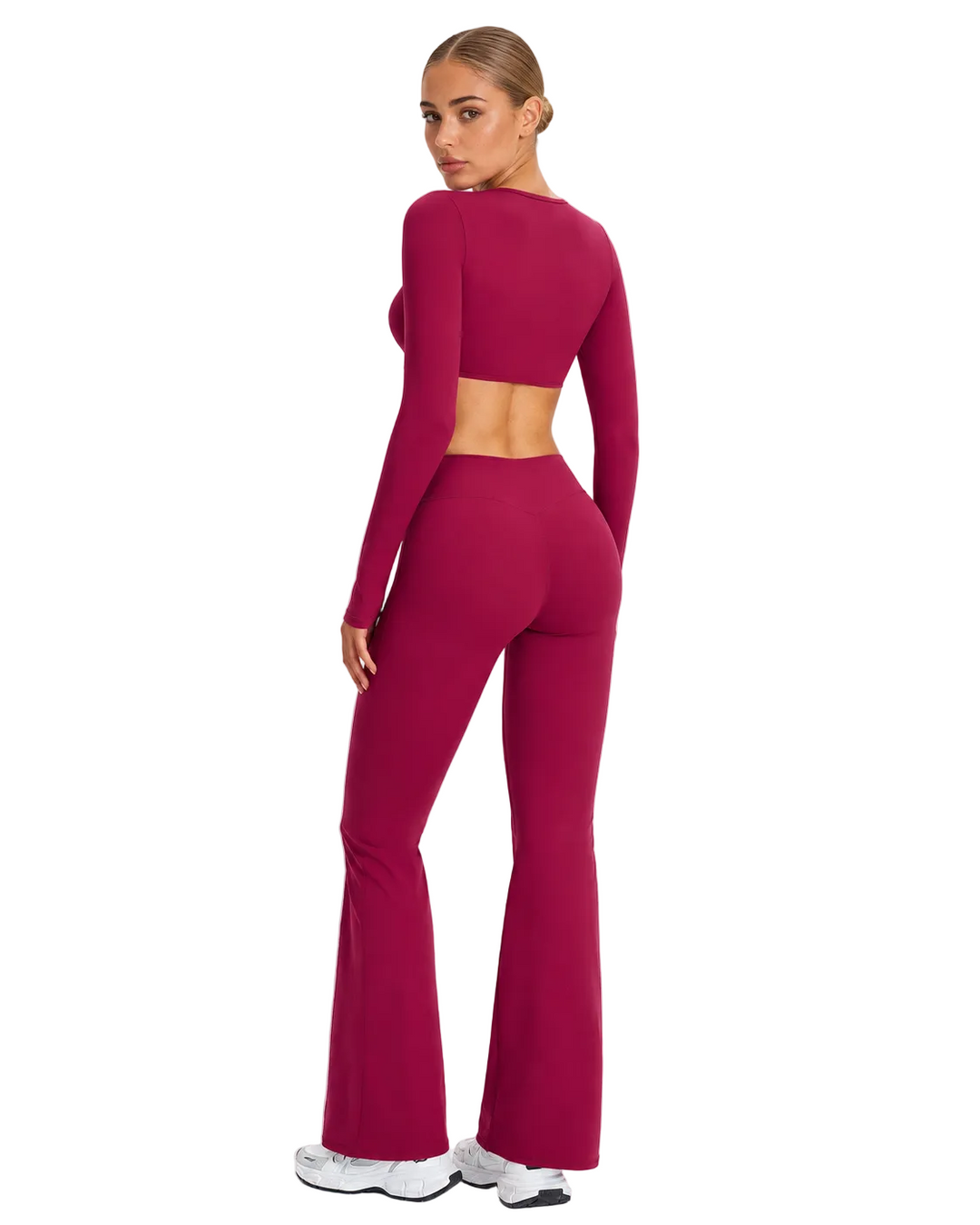 Women's Flared Sports Set with Halter Top and Open Back