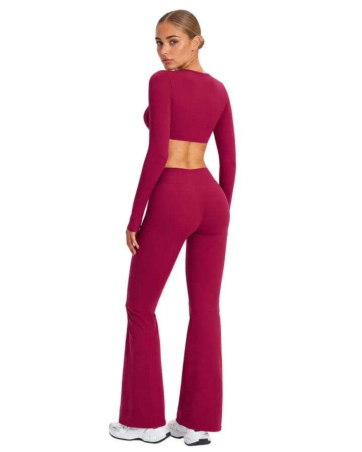 Women's Flared Sports Set with Halter Top and Open Back