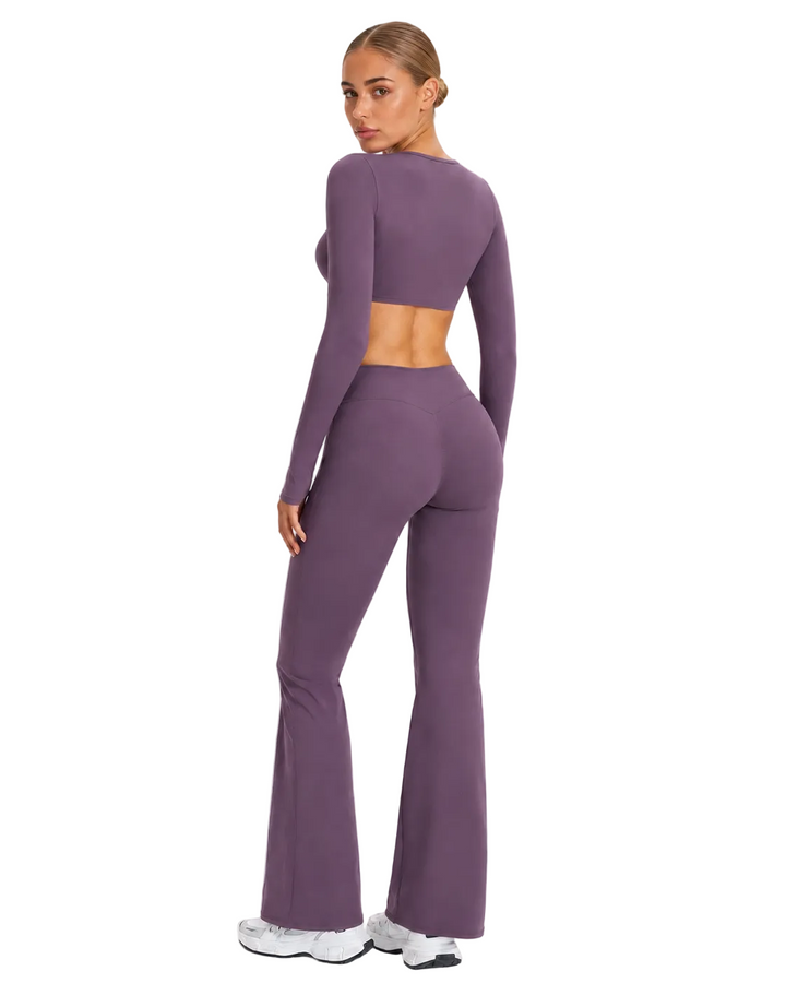 Women's Flared Sports Set with Halter Top and Open Back