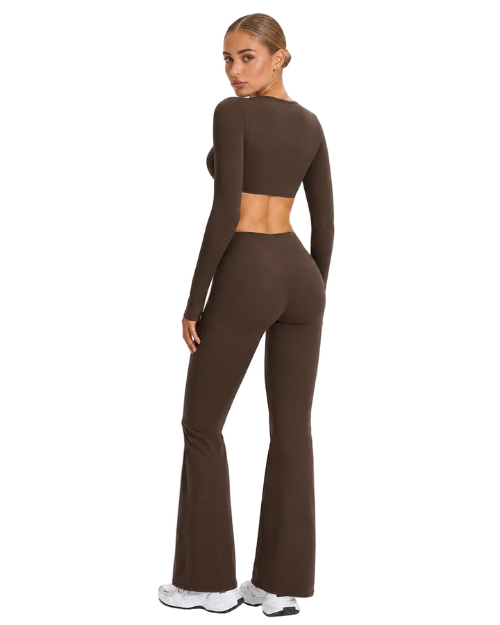 Women's Flared Sports Set with Halter Top and Open Back