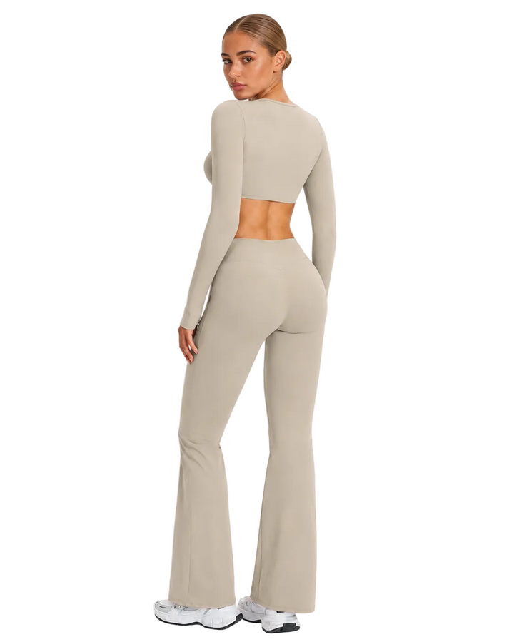 Women's Flared Sports Set with Halter Top and Open Back