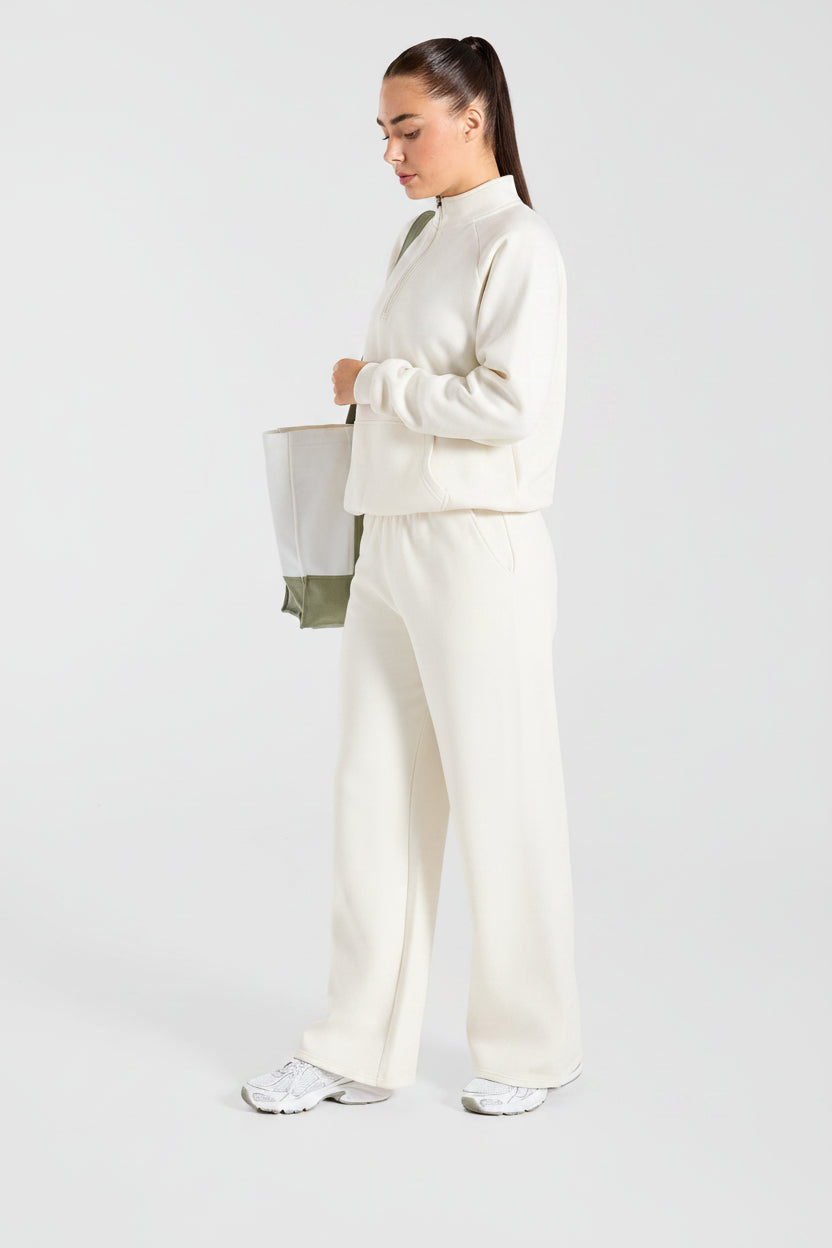 Vorti Sports Collective Oversized Straight Leg Joggers - Off White/Green