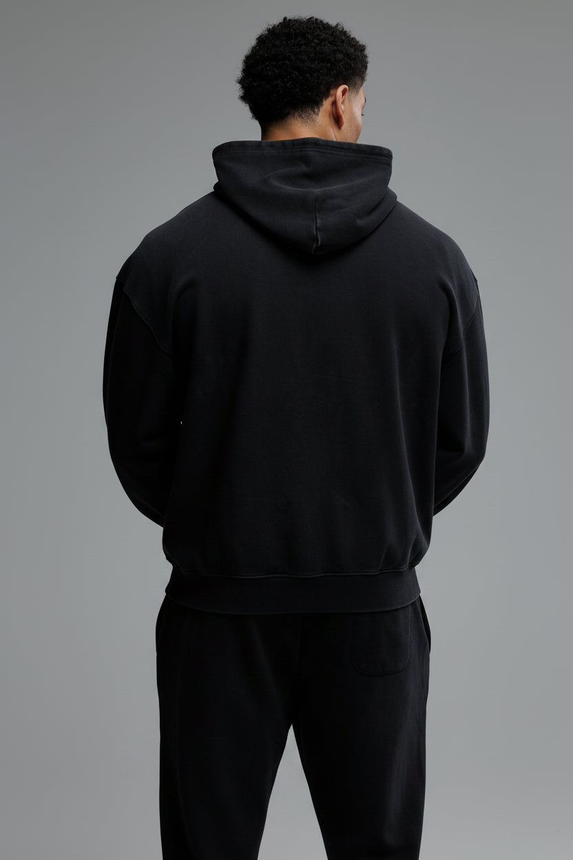 GRAFFITI WASHED BLACK ZIP HOODIE