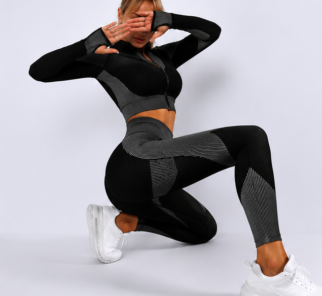 Seamless Sport Tracksuit - Jacket, Legging and Top|| Scarlet ||