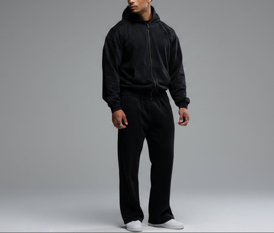 GRAFFITI WASHED BLACK ZIP HOODIE