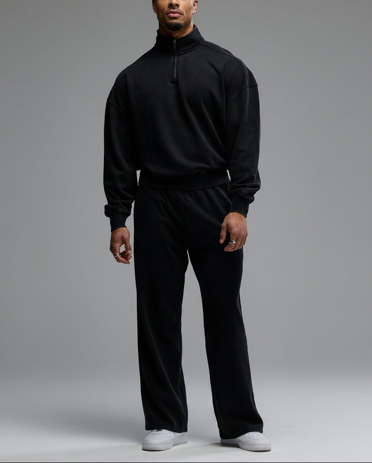 GRAFFITI WASHED BLACK STRAIGHT LEG SWEATPANTS