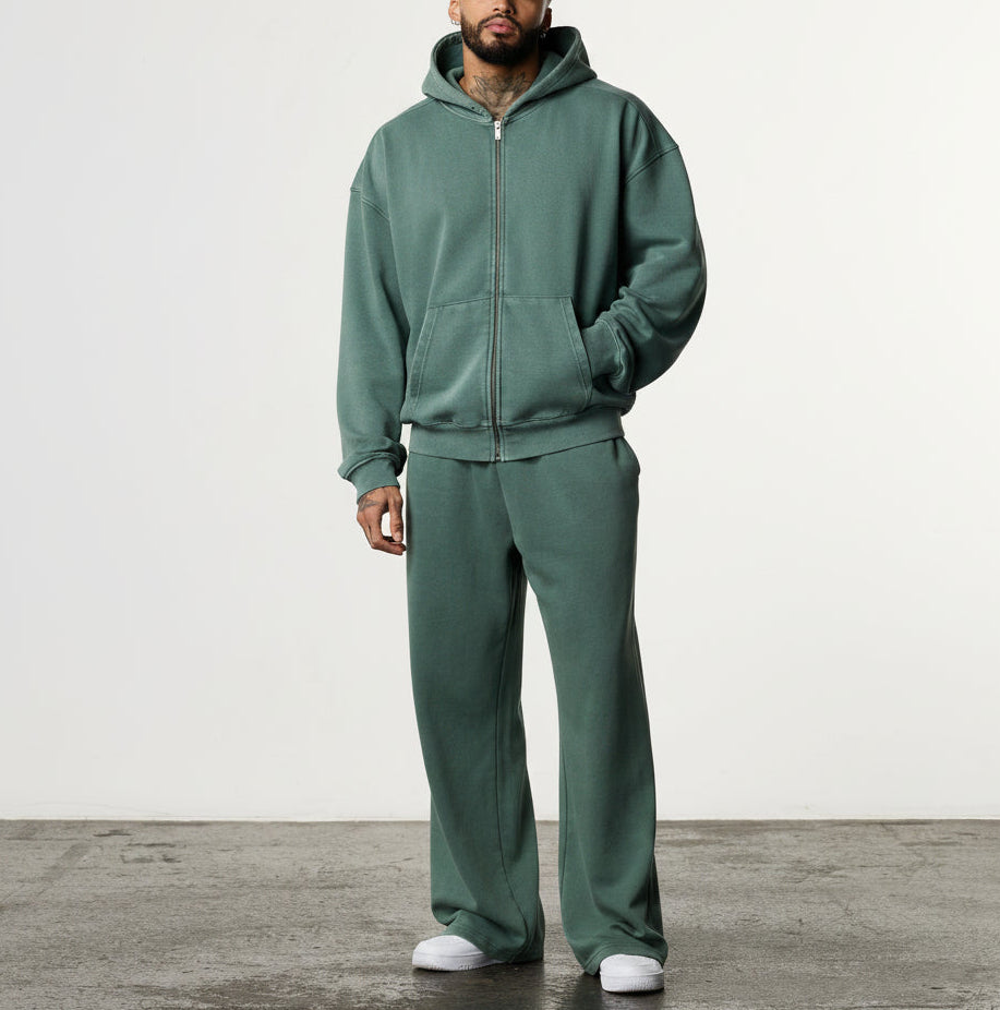 Vorti Washed Zip Hoodie – Sage
