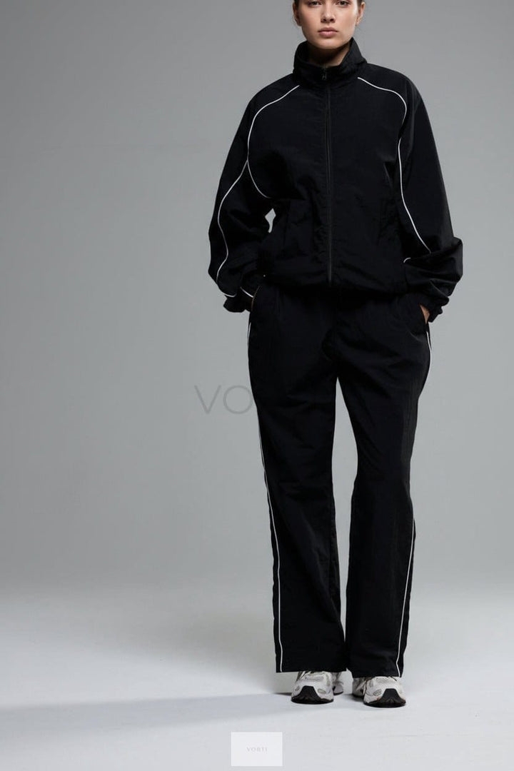 Vorti Women Nylon Black Track Jacket