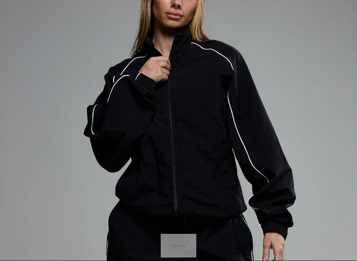 Vorti Women Nylon Black Track Jacket