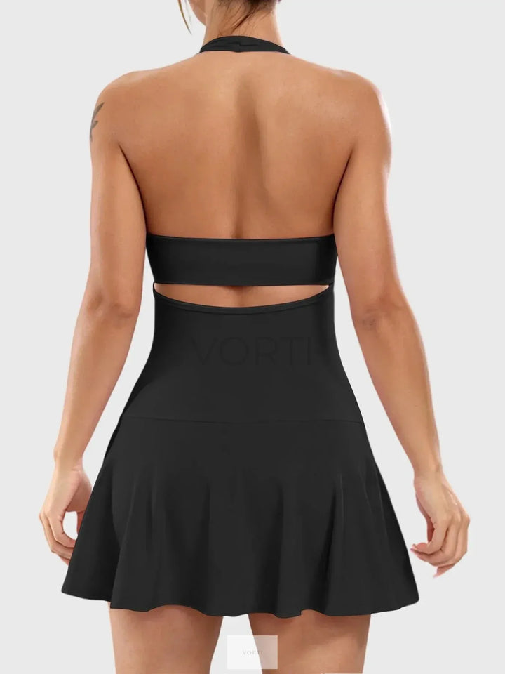 Vorti Open Back Halter Tennis Dress