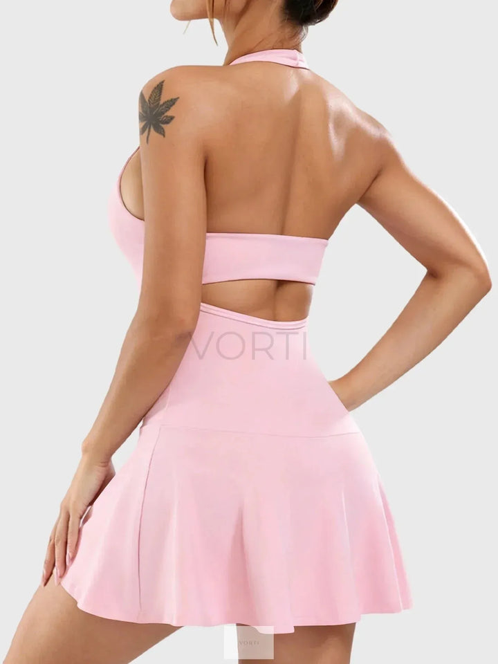 Vorti Open Back Halter Tennis Dress